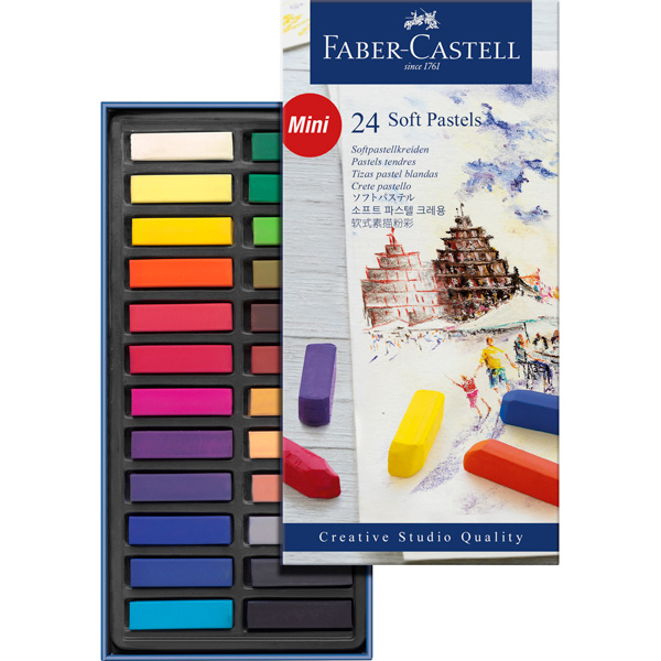 Crayon pastel blando (seco) FaberCastell, 24 colores, barras pequeñas